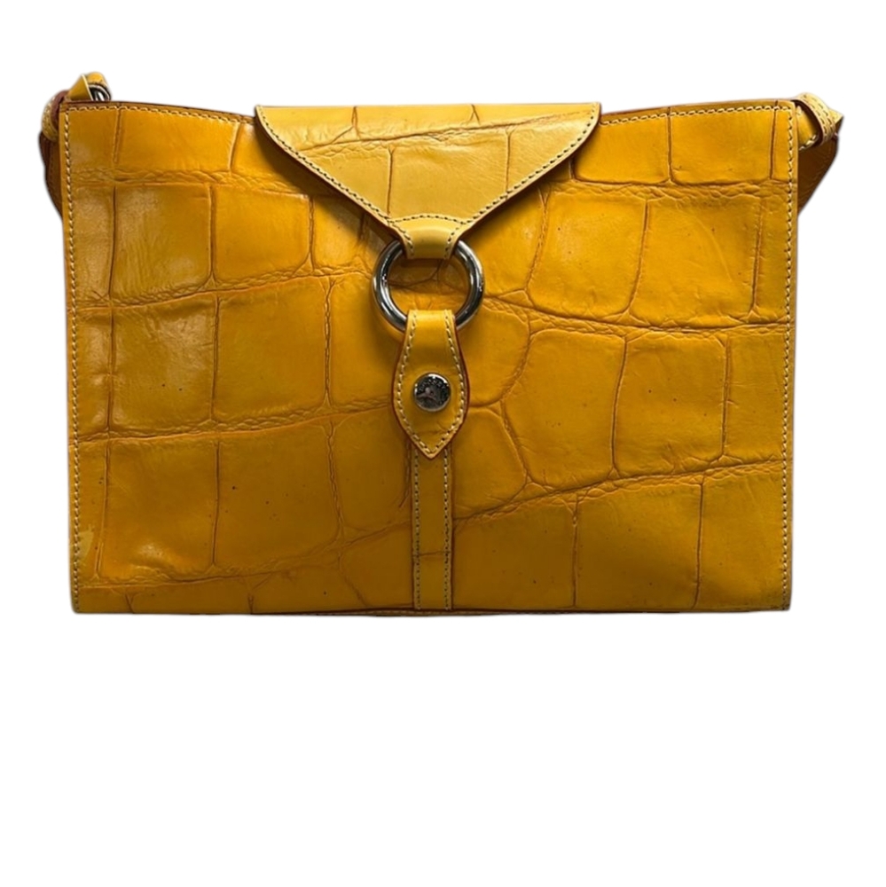 Dooney & Bourke Ring Flap Italian Made Croc Embossed Shoulder Bag Vintage EUC - Picture 10 of 17